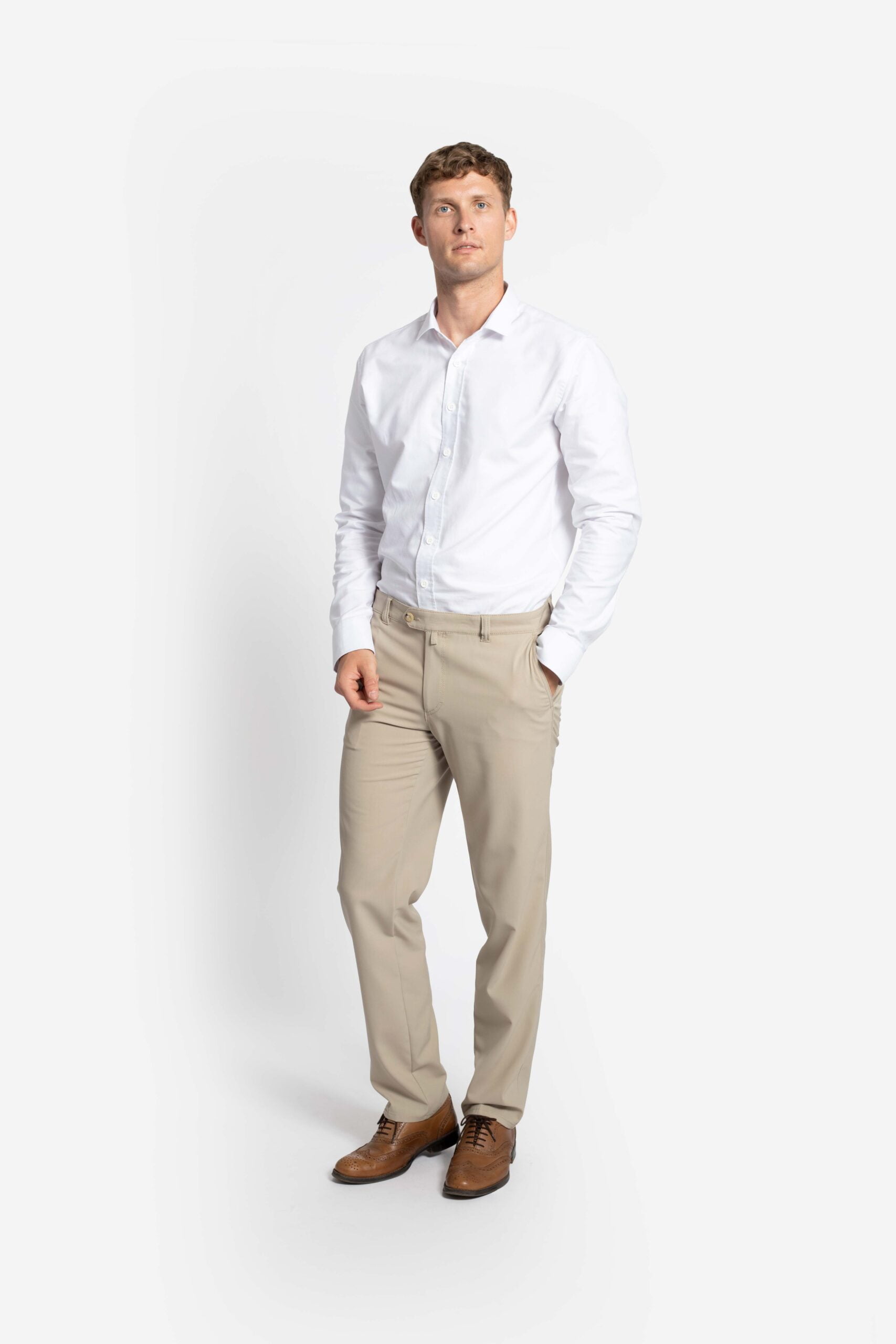 Pantaloni spălaţi din tesatura elastica GIULIO-MF bej