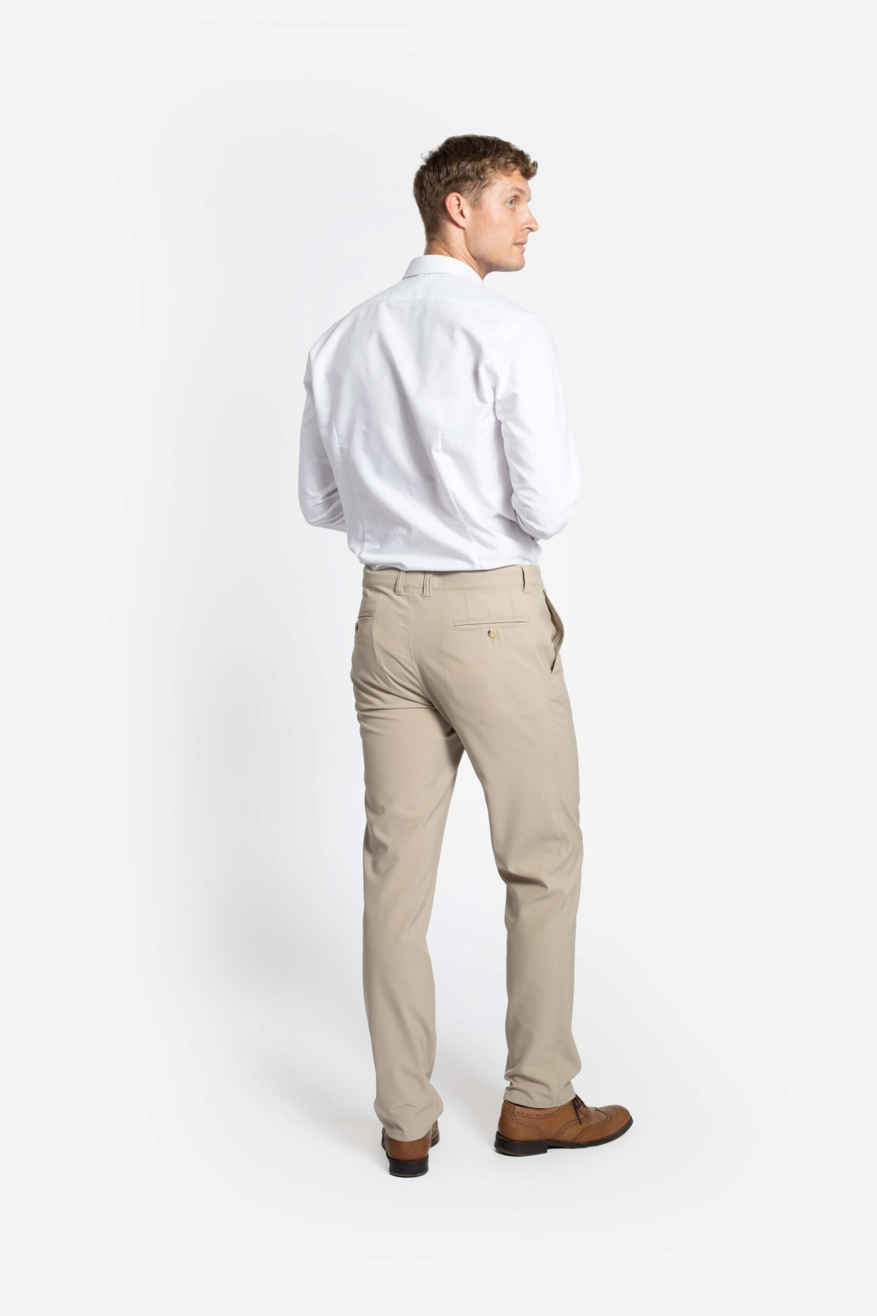 Pantaloni spălaţi din tesatura elastica GIULIO-MF bej