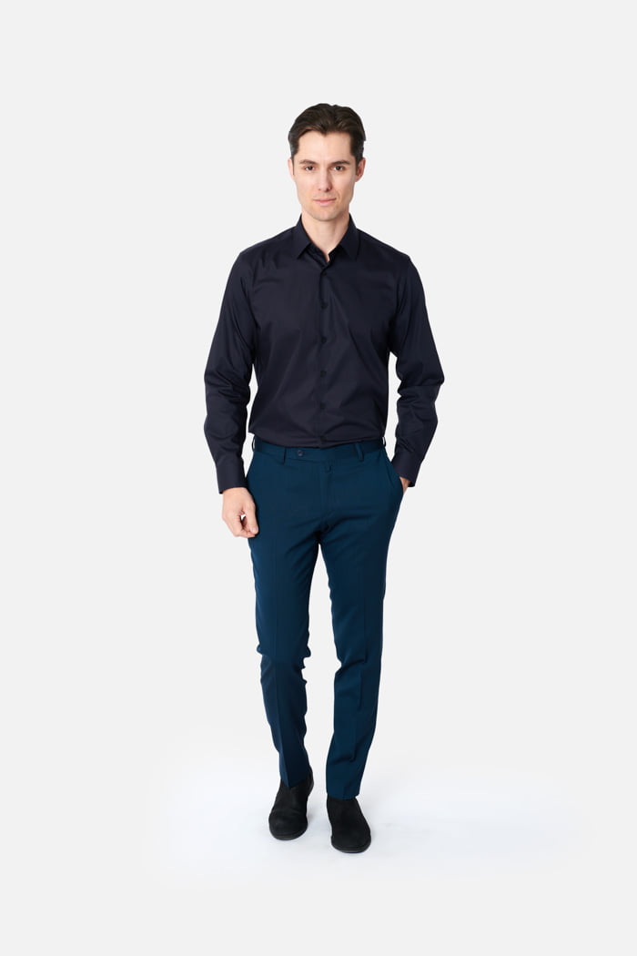 Pantaloni clasici AMADEO, bleumarin