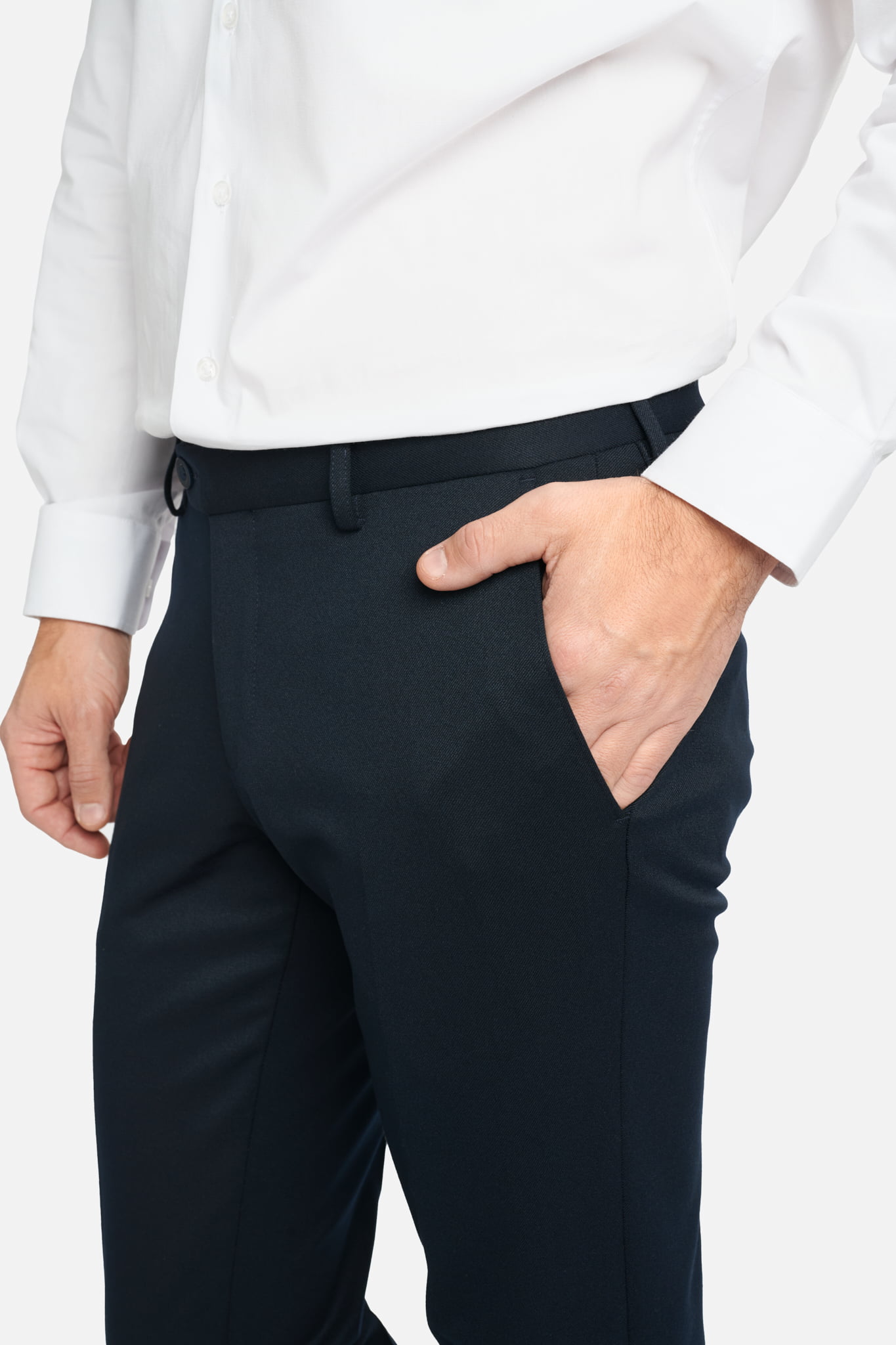 Pantaloni clasici Amadeo slim-fit, bleumarin