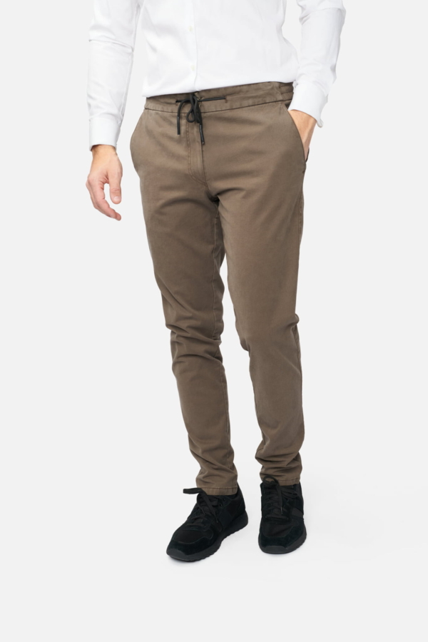 Pantaloni casual cu șnur, N-Sergiu-MF, maro