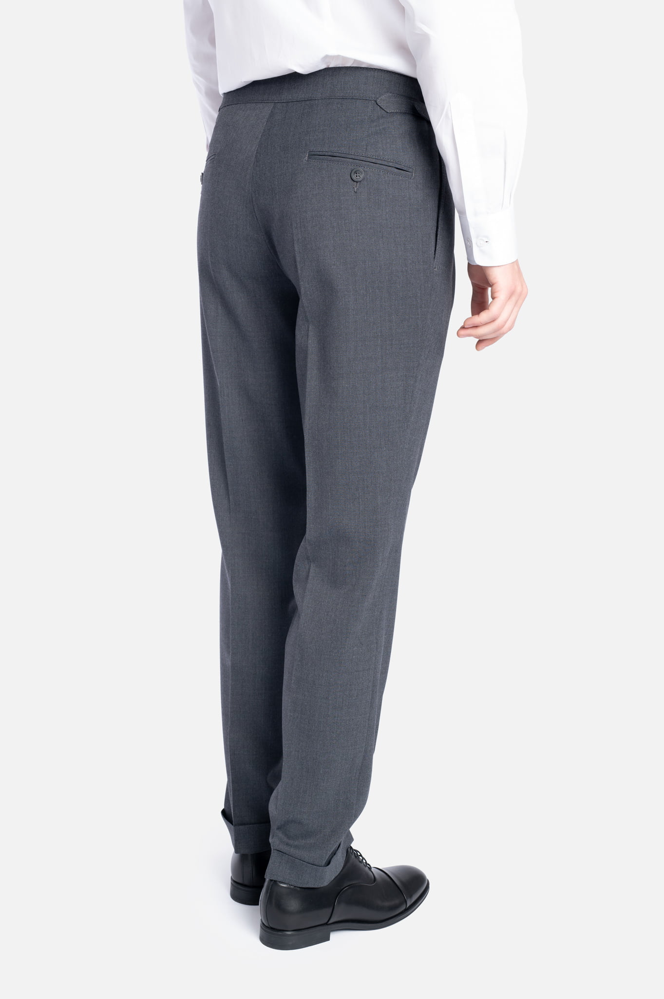 Pantaloni clasici cu pense Portofino, gri mediu