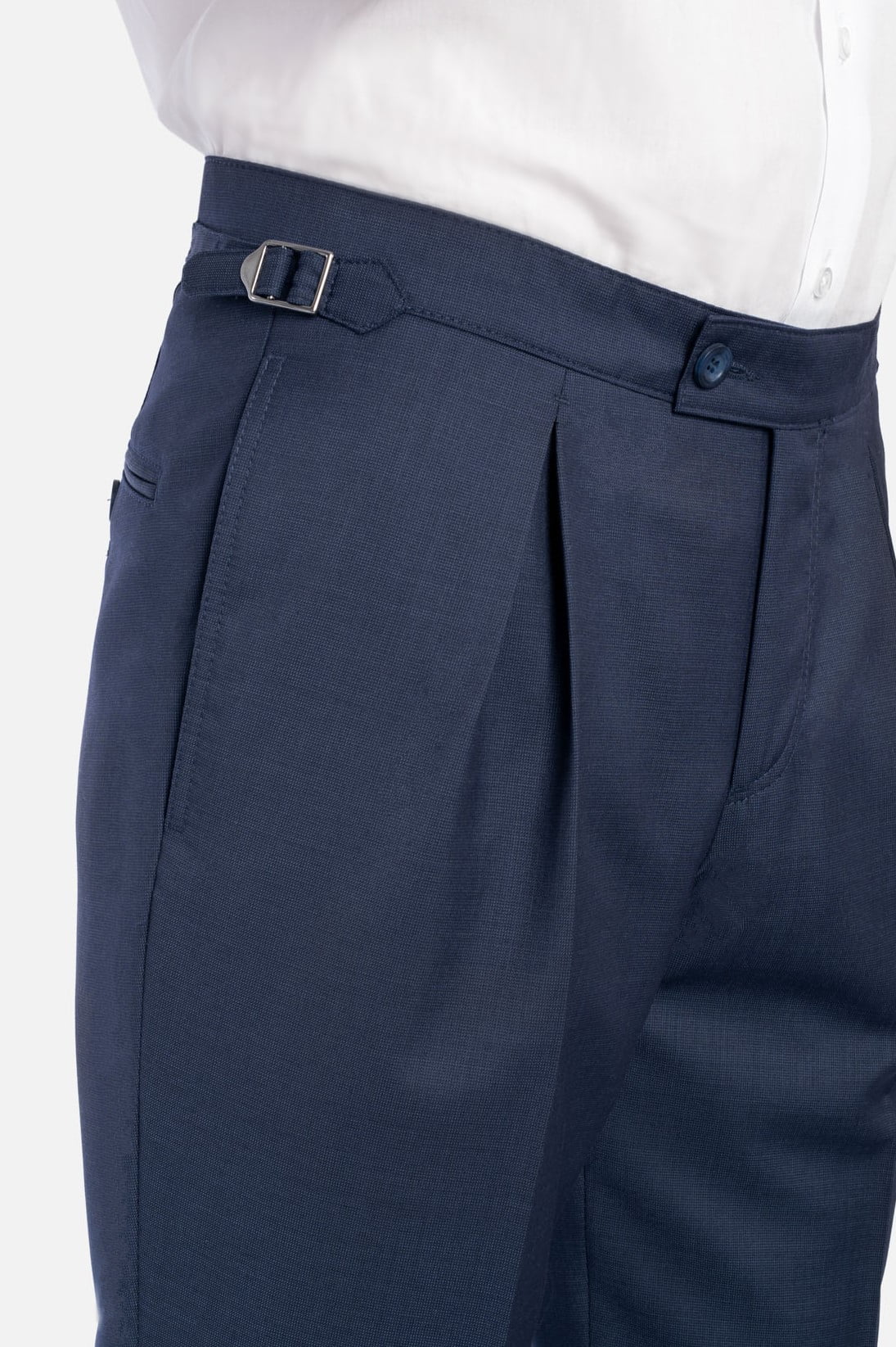 Pantaloni clasici cu pense Portofino, bleumarin